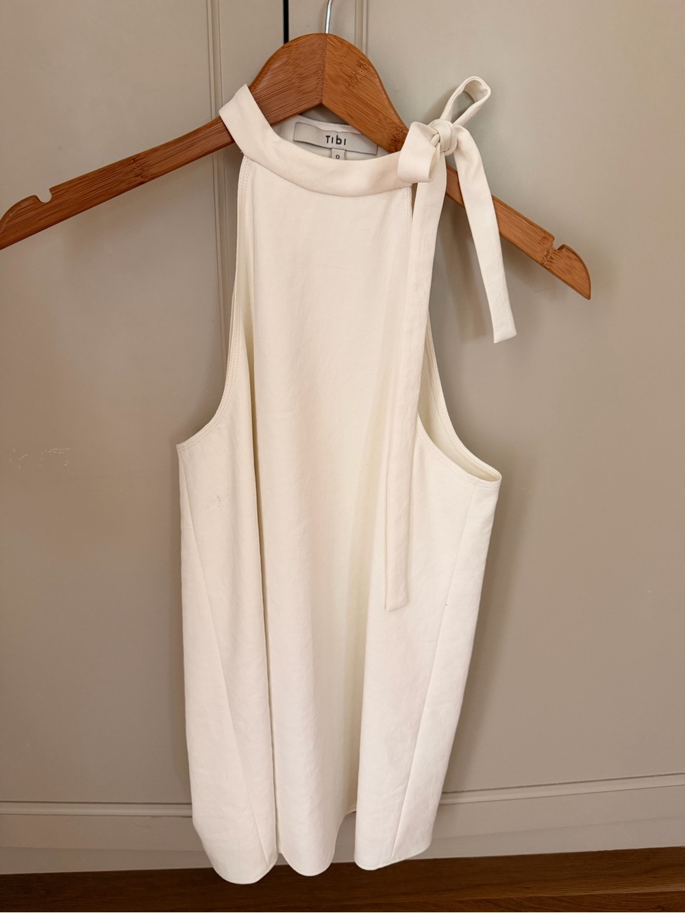 Tibi Cream Tie-Neck Halter Camisole Top